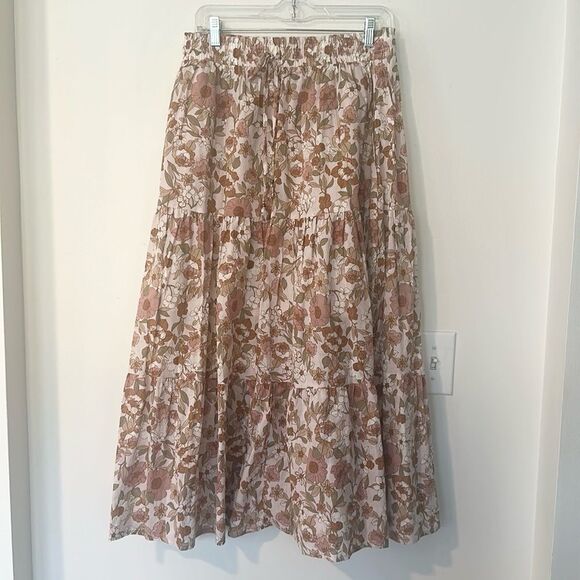 BOHME Floral Tiered Midi Skirt L - Picture 1 of 8